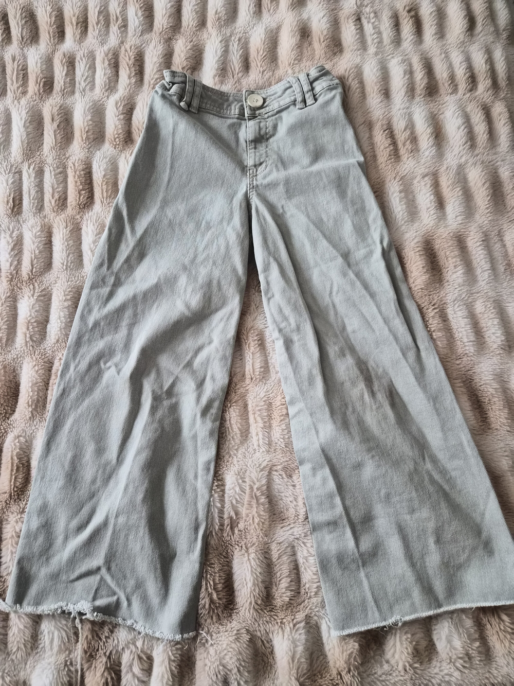 Zara Kids Marine Style Hi waisted Wide-Leg Jeans in Green